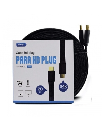 CABO HDMI + HDMI 2.0 FLAT FULL HD BLINDADO COM FILTRO 20 METROS