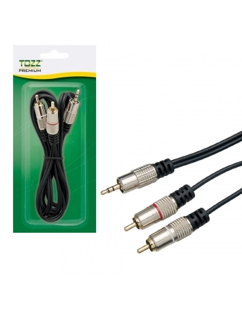 CABO P2 ESTÉREO X 2 RCA PONTA GOLD PROFISSIONAL LINHA PREMIUM