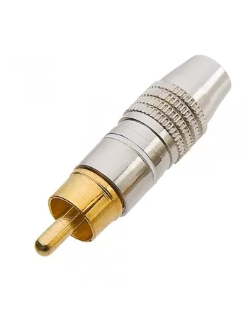 PLUG RCA TZPG15 PROFISSIONAL ESTRIADO 6MM PONTA GOLD BRANCO