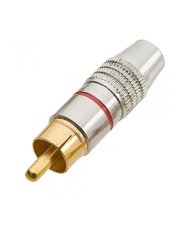 PLUG RCA TZPG15 PROFISSIONAL ESTRIADO 6MM PONTA GOLD VERMELHO