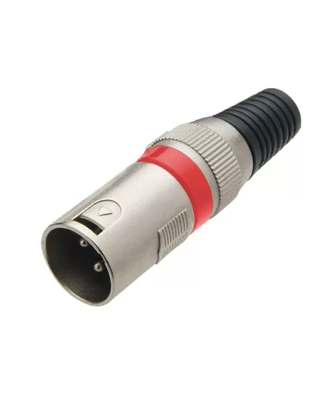 CONECTOR CANNON MACHO XLR COM ROSCA VERMELHO