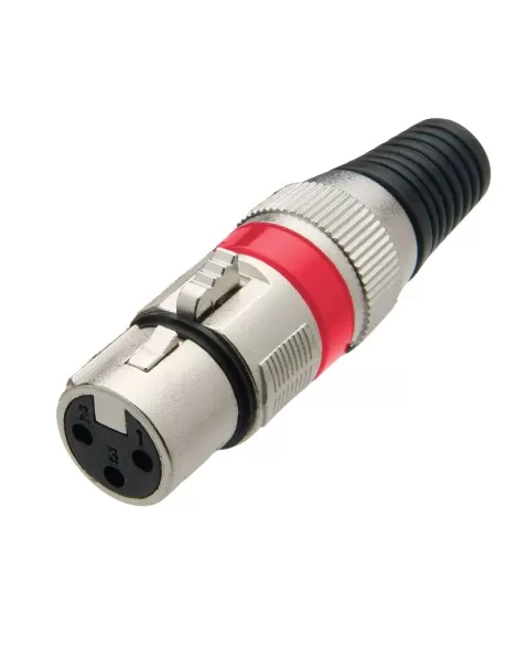 CONECTOR CANNON FEMEA METAL TZCR4 COM ROSCA VERMELHO