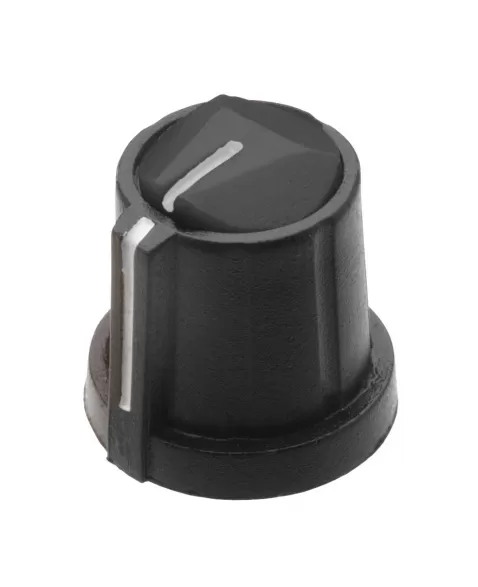 KNOB ROTATIVO PARA EIXO ESTRIADO COM TAMPA PRETO 18X19,3 MM