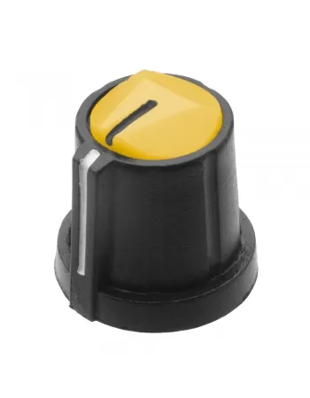 KNOB ROTATIVO PARA EIXO ESTRIADO COM TAMPA AMARELO 18X19,3 MM