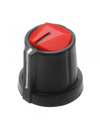 KNOB ROTATIVO PARA EIXO ESTRIADO COM TAMPA VERMELHO 18X19,3 MM