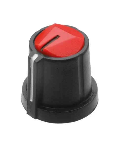 KNOB ROTATIVO PARA EIXO ESTRIADO COM TAMPA VERMELHO 18X19,3 MM