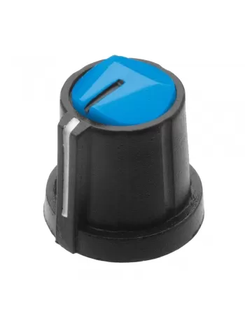 KNOB ROTATIVO PARA EIXO ESTRIADO COM TAMPA AZUL 18X19,3 MM