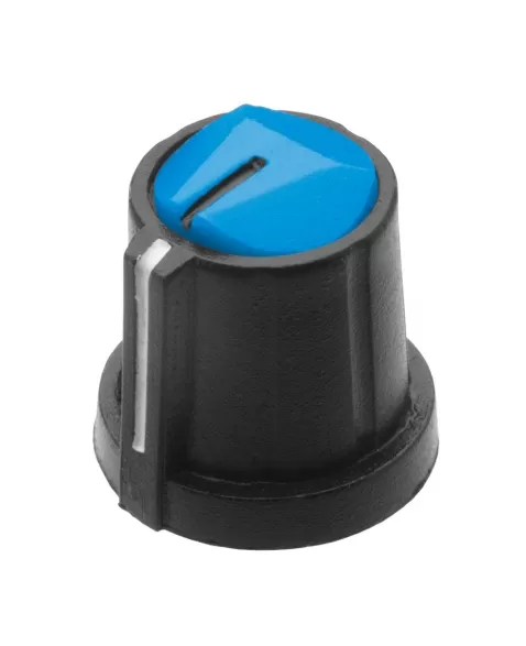 KNOB ROTATIVO PARA EIXO ESTRIADO COM TAMPA AZUL 18X19,3 MM