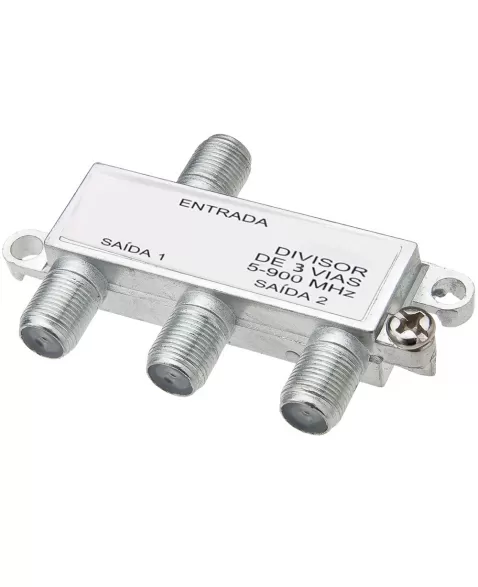 DIVISOR SPLITTER PARA ANTENA 3 SAÍDAS BAIXA FREQUÊNCIA 5~900MHz