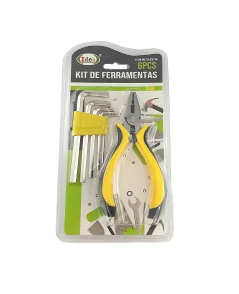 KIT FERRAMENTAS COM 6 PEÇAS BLISTER ID-6314K