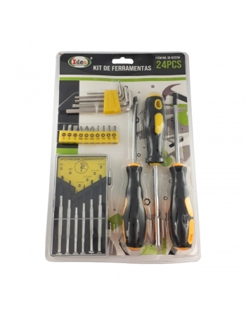 KIT FERRAMENTAS COM 24 PEÇAS BLISTER ID-6333K