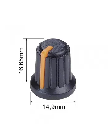 KNOB ROTATIVO PARA EIXO ESTRIADO LARANJA 14.9X16.65MM