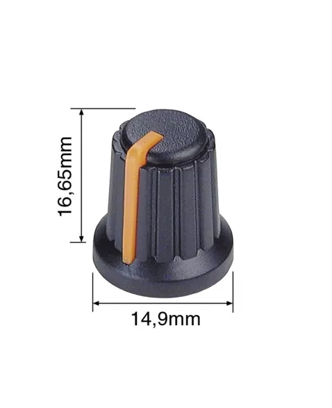 KNOB ROTATIVO PARA EIXO ESTRIADO LARANJA 14.9X16.65MM