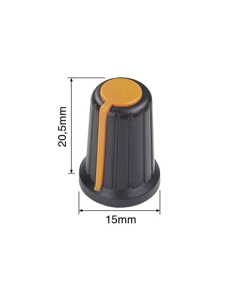 KNOB ROTATIVO PARA EIXO ESTRIADO LARANJA 15X20.5 MM