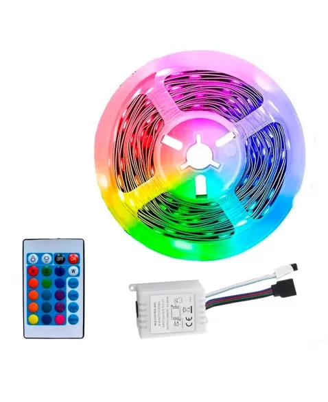 FITA LED RGB 5050 COM SILICONE + CONTROLADOR 5 METROS