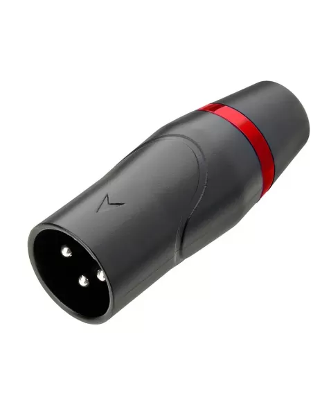 CONECTOR CANNON MACHO TZCR11 PRETO ANEL VERMELHO TOZZ