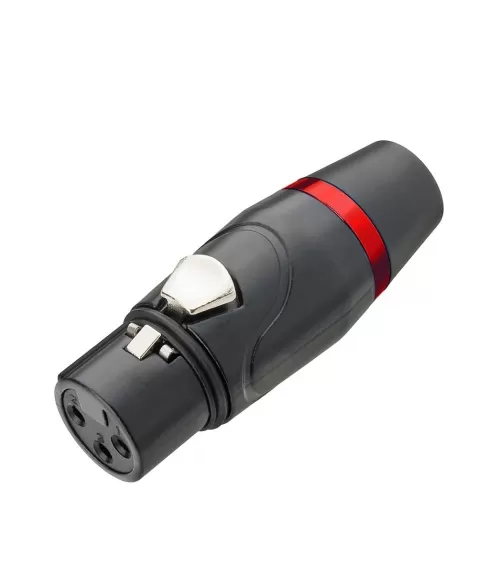 CONECTOR CANNON FÊMEA TZCR10 PRETO ANEL VERMELHO TOZZ