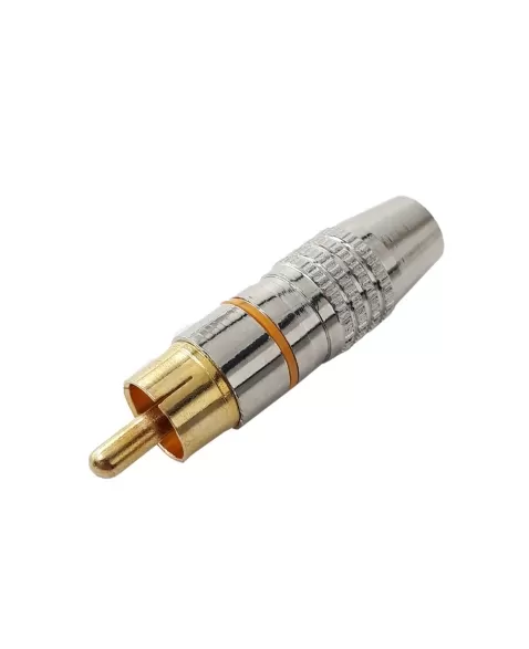 PLUG RCA PROFISSIONAL ESTRIADO 6MM PONTA GOLD AMARELO