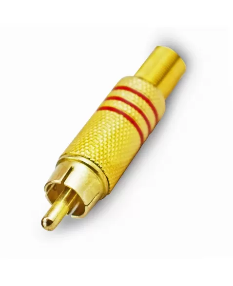 PLUG RCA GOLD COM RABICHO 6MM VERMELHO