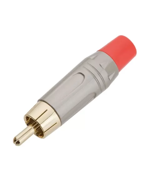 PLUG RCA TZPG18 PROFISSIONAL PRATA COM RABICHO VERMELHO