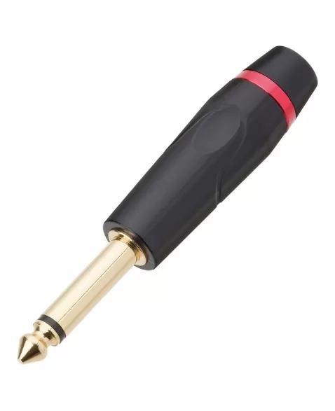 PLUG P10 MONO PROFISSIONAL TZPG20 METAL PRETO COM VERMELHO