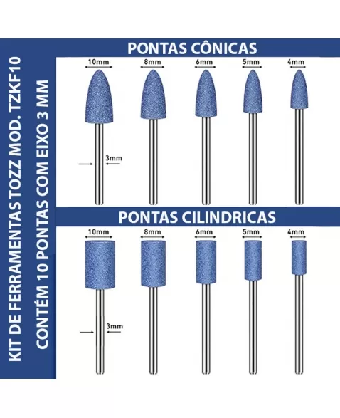 KIT DE FERRAMENTAS TZKF10 PARA MINI FURADEIRA 10 PONTAS