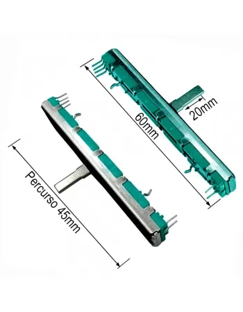 POTENCIÔMETRO DESLIZANTE 10KB B103 DUPLO SUPER SLIDE 60MM