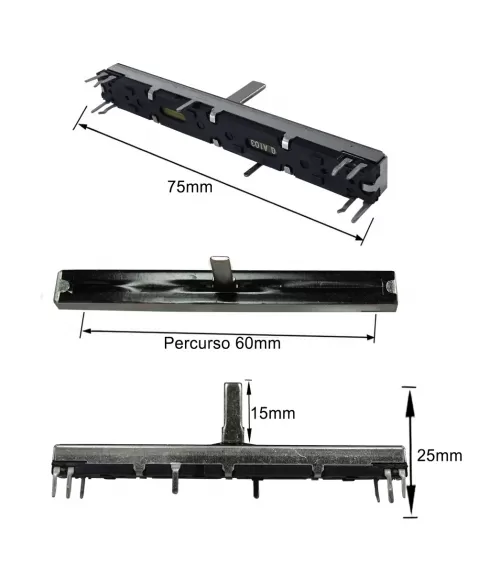 POTENCIÔMETRO DESLIZANTE 10KA A103 DUPLO SUPER SLIDE