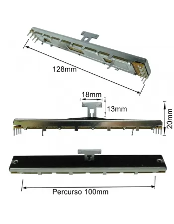 POTENCIÔMETRO DESLIZANTE 10KB DUPLO SUPER SLIDE 128MM
